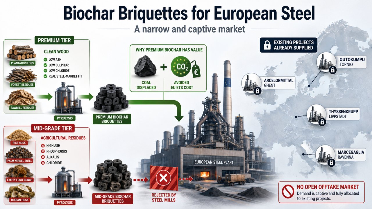 biochar steel captive market