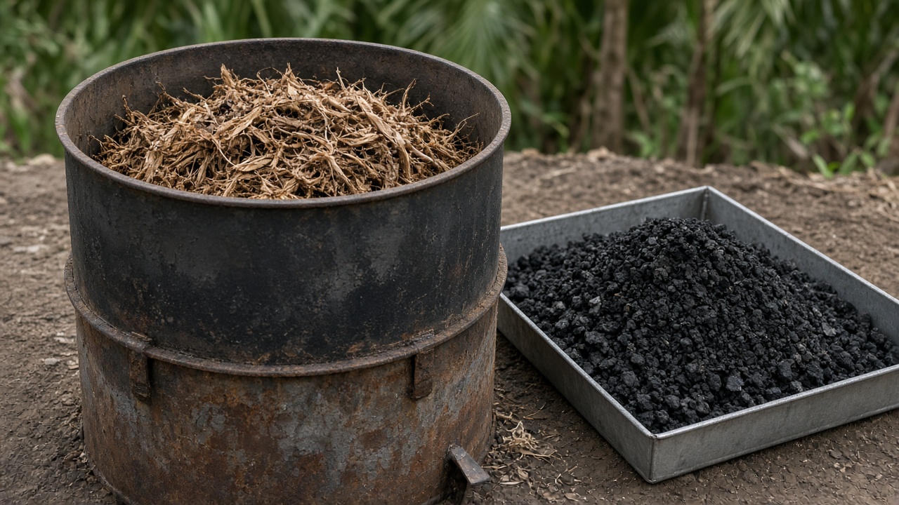 Biochar from empty fruit bunch
