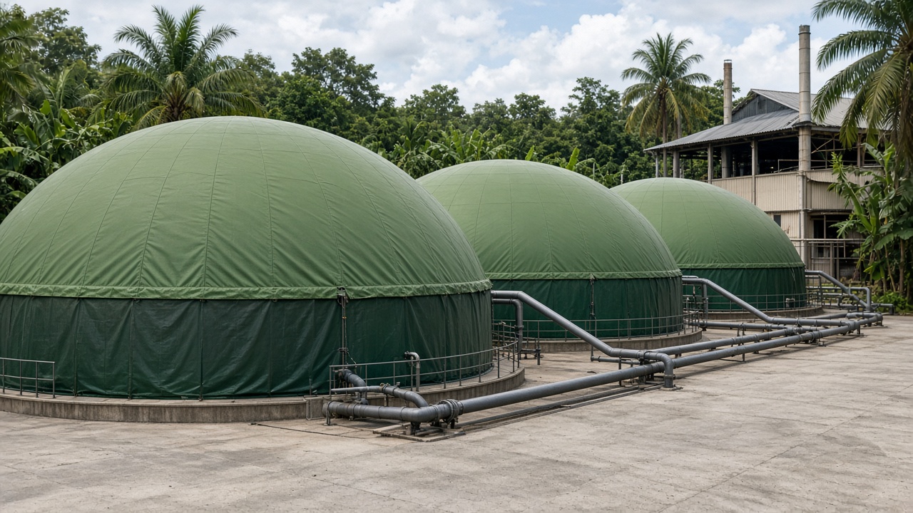 Covered biogas domes