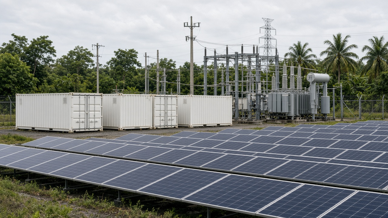 Solar array and battery containers
